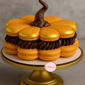 Pumpkin shaped Chocolate mousse cake with caramel